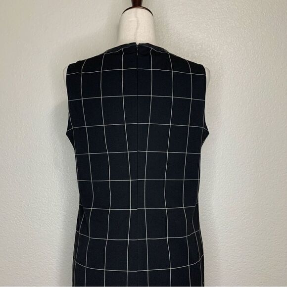 Lauren Ralph Lauren Windowpane Plaid Leather Trim Sheath Dress - Picture 9 of 13